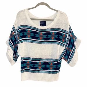 American Eagle Aztec Short Sleeve Knit Sweater